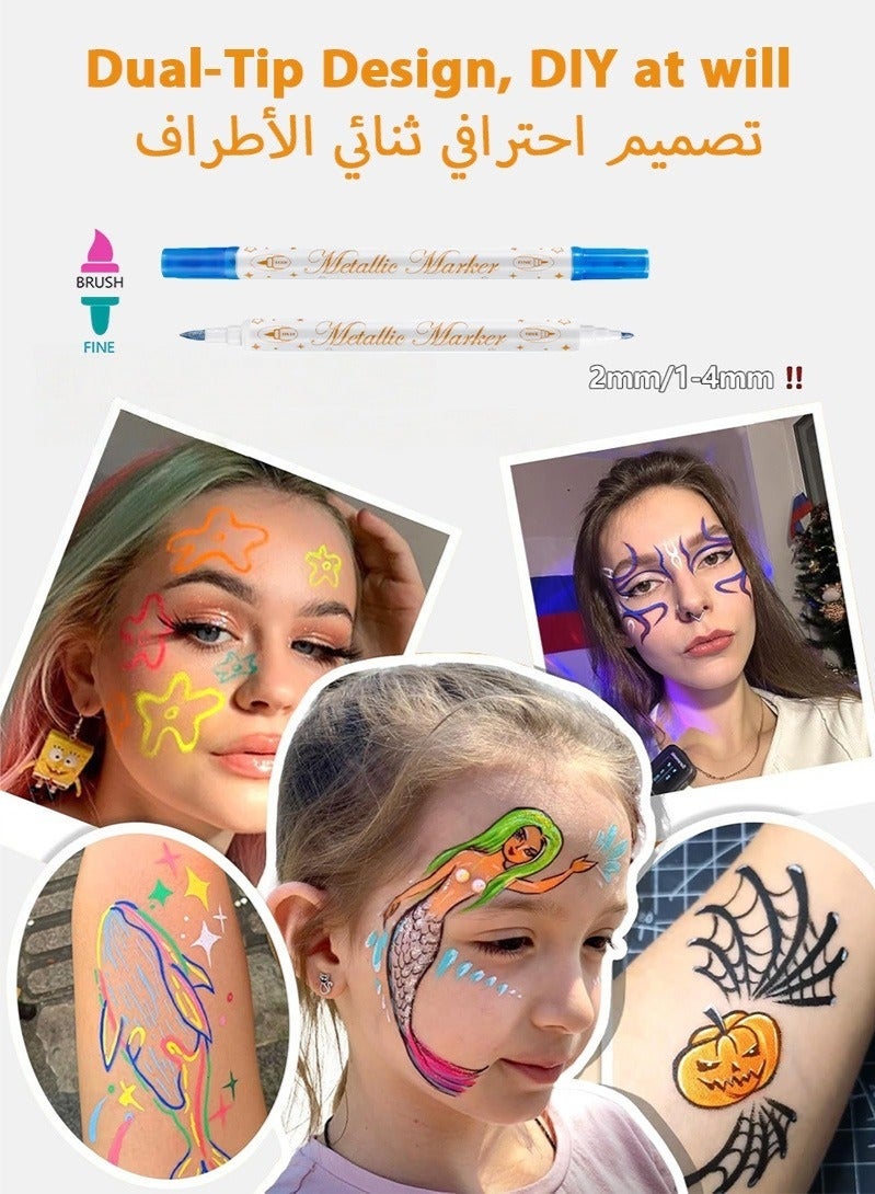 ZAFRA 12 Colors Face Paint Kit, Professional Body Paint, Face Painting Colors for Kids & Adults, Makeup Palette with Soft Dual Tips for Halloween Party, Cosplay, Nail Art - Image 3