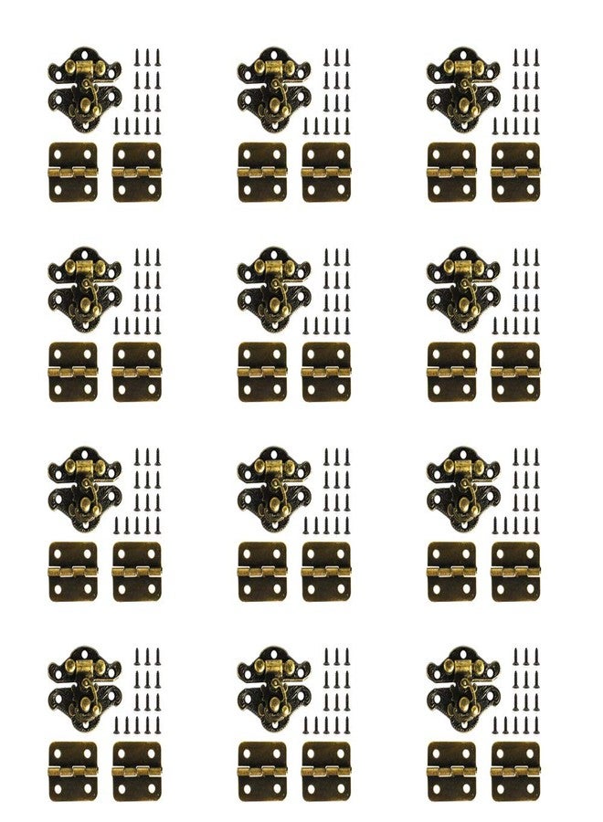 NIANNIAN 24Pcs Antique Small Box Hinges 12Pcs Antique Latch Hook Hasp Jewelry Box Hinges and Latches for DIY Jewelry Box - Image 4