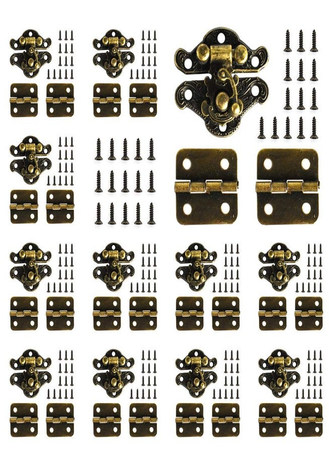 NIANNIAN 24Pcs Antique Small Box Hinges 12Pcs Antique Latch Hook Hasp Jewelry Box Hinges and Latches for DIY Jewelry Box - Image 1