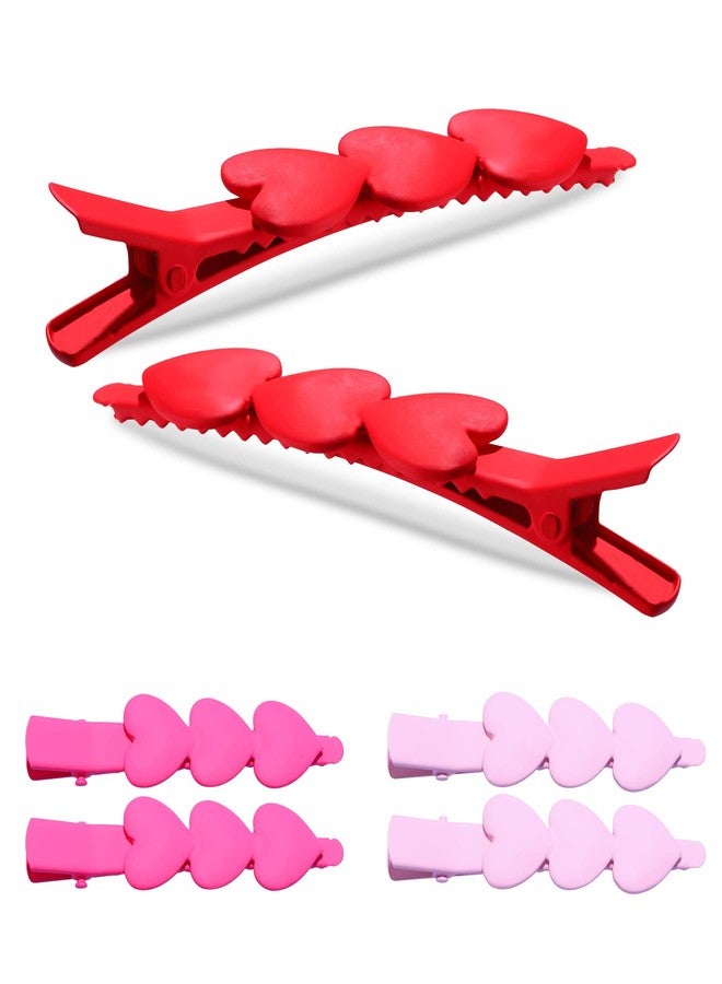 BVGA Valentine’s Day Hair Clips Matte Cupid Heart Bright-coloured Hairpins for Women Girls Sweet Romantic Trio Love Alligator Clips Barrettes Pretty Styling Hair Accessory Party Gifts Red Rosy Pink - Image 1