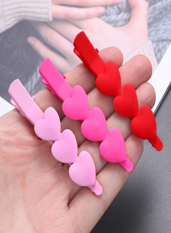 BVGA Valentine’s Day Hair Clips Matte Cupid Heart Bright-coloured Hairpins for Women Girls Sweet Romantic Trio Love Alligator Clips Barrettes Pretty Styling Hair Accessory Party Gifts Red Rosy Pink - Image 5