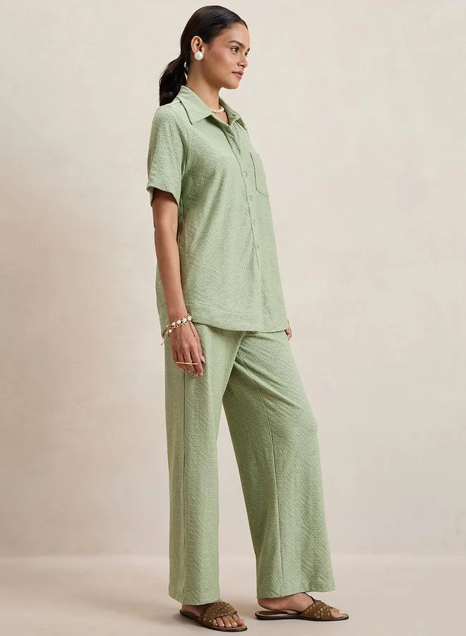 Femmella Femmella Knitted Schiffli Button Down Longline Shirt