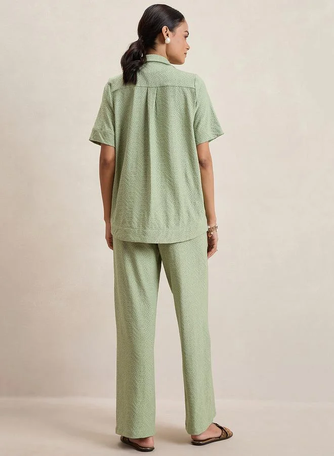 Femmella Femmella Knitted Schiffli Button Down Longline Shirt