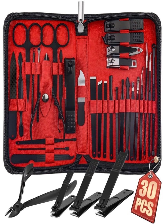 Koccido 30 in 1 Nail Clipper Set Nail Manicure & pedicure Kit Modern Manicure & Pedicure Kit for Nails Manicure Set with Portable Storage Case (Red an Black) - Image 1