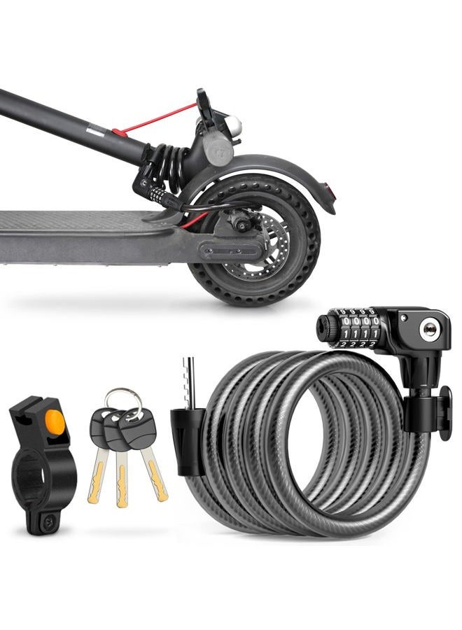 SEWAY Scooter Lock Cable for Xiaomi Mijia M365 ES Series, Bicycle Combination Locks Coiled Chain Lock Basic Self Coiling Core Steel Wire 4 ft. Long 1/3 inch Fit for M365/ES1/ES2/ES3/ES4 - Image 1