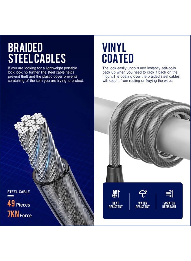 SEWAY Scooter Lock Cable for Xiaomi Mijia M365 ES Series, Bicycle Combination Locks Coiled Chain Lock Basic Self Coiling Core Steel Wire 4 ft. Long 1/3 inch Fit for M365/ES1/ES2/ES3/ES4 - Image 5