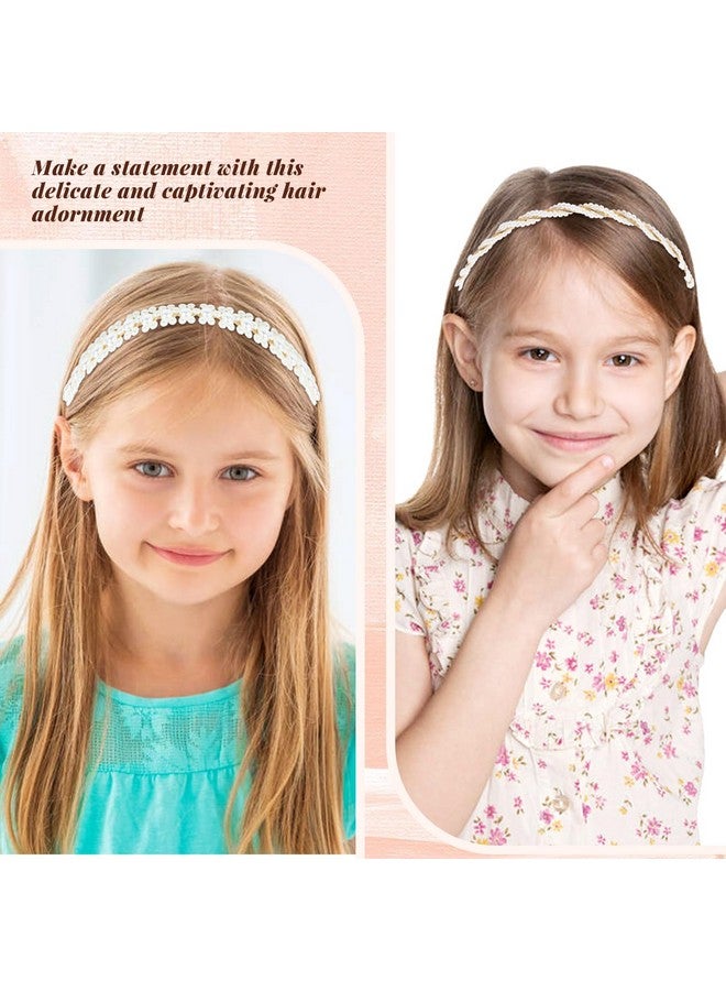 Cinaci 8 Pieces Decorative Gold Wedding Birthday Party Prom Artificial Pearl Headbands Bling Beaded Hair Tiaras Hoops Headpieces Accessories For Women Girls Teens Kids - Image 2