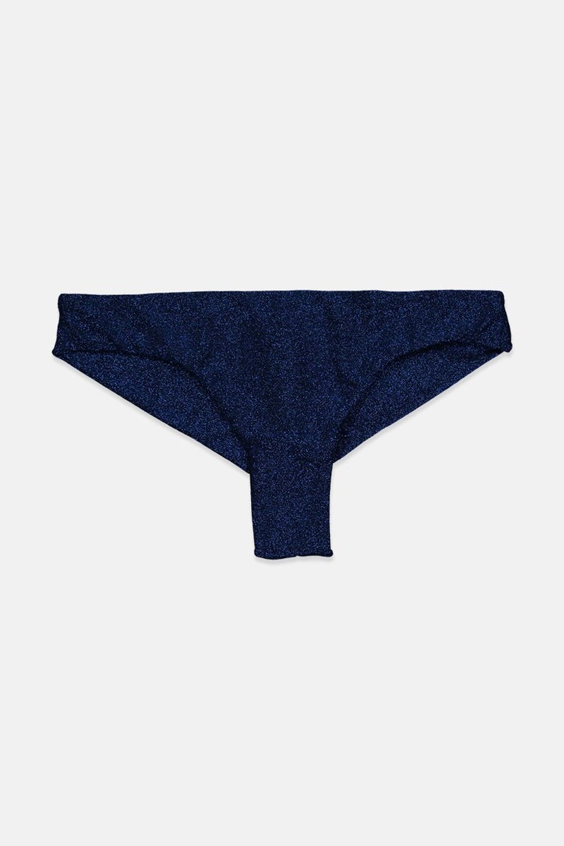 women'secret Women 1 Pc Glittered Bikini Bottom, Shimmer Navy - Image 1