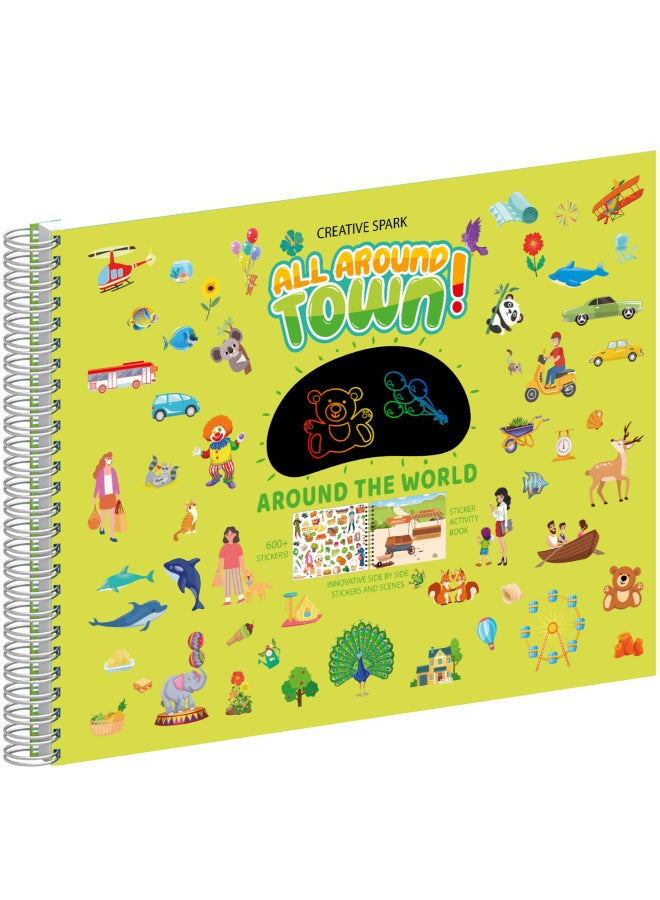 Sticker Book Children's Early Education Concentration Diy Coloring City Surrounding Scenes Removable And Repeated Sticker Book-Color:Sticker Book Around The City - Image 2