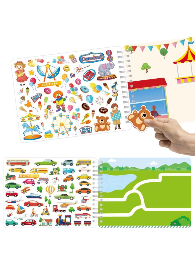 Sticker Book Children's Early Education Concentration Diy Coloring City Surrounding Scenes Removable And Repeated Sticker Book-Color:Sticker Book Around The City - Image 5