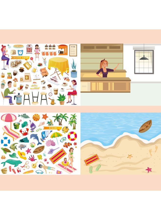 Sticker Book Children's Early Education Concentration Diy Coloring City Surrounding Scenes Removable And Repeated Sticker Book-Color:Sticker Book Around The City - Image 4