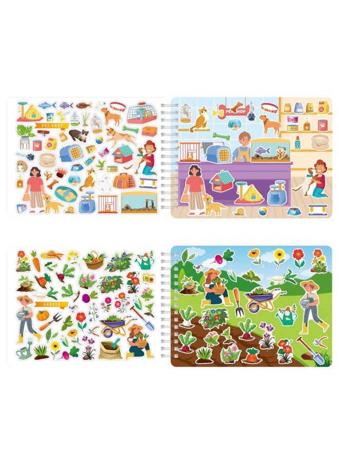 Sticker Book Children's Early Education Concentration Diy Coloring City Surrounding Scenes Removable And Repeated Sticker Book-Color:Sticker Book Around The City - Image 3