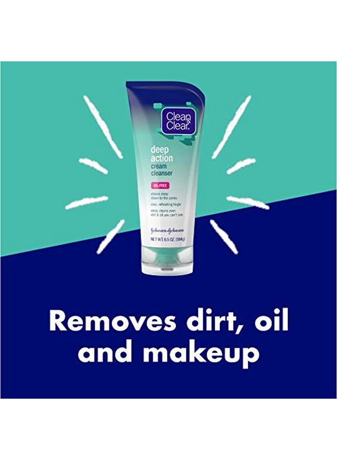 Clean & Clear Oilfree Deep Action Cream Facial Cleanser With Salicylic Acid Acne Medication Cooling Face Wash For Deep Pore Cleansing Of Acneprone Skin 6.5 Oz - Image 4