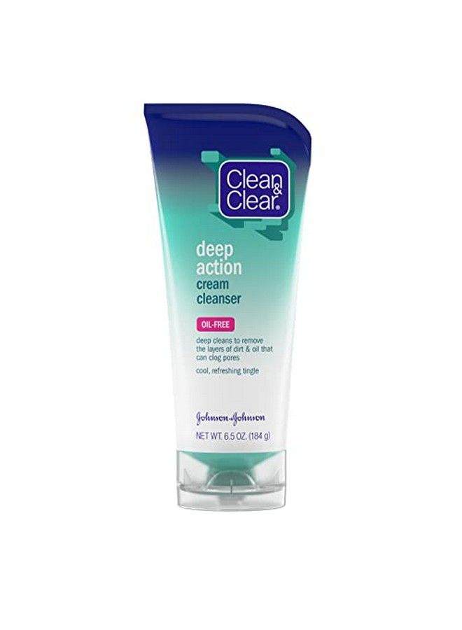 Clean & Clear Oilfree Deep Action Cream Facial Cleanser With Salicylic Acid Acne Medication Cooling Face Wash For Deep Pore Cleansing Of Acneprone Skin 6.5 Oz - Image 1