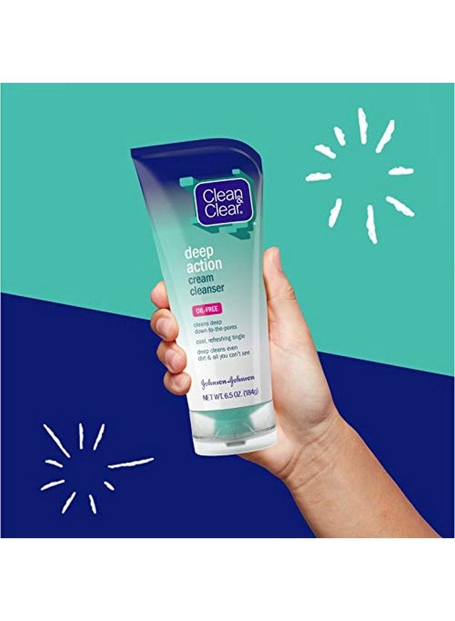 Clean & Clear Oilfree Deep Action Cream Facial Cleanser With Salicylic Acid Acne Medication Cooling Face Wash For Deep Pore Cleansing Of Acneprone Skin 6.5 Oz - Image 5