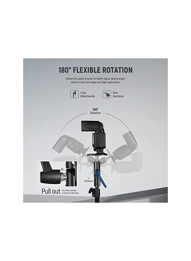 Camera Flash Bracket H-Type Mount with Umbrella Softbox Holder， 180° Swivel Adjustable Metal Light Stand Adapter with 1/4" to 3/8" Screw Adapter for Speedlite LED Lamp Light Stand Tripod
