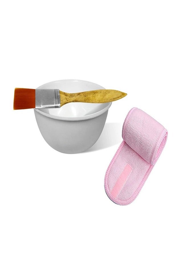 Utkarsh SCUH0002-16 Combo Of Adjustable Facial Men/Women Head Band With Face Mask Bowl/Flat Wooden Brush Set - Image 2