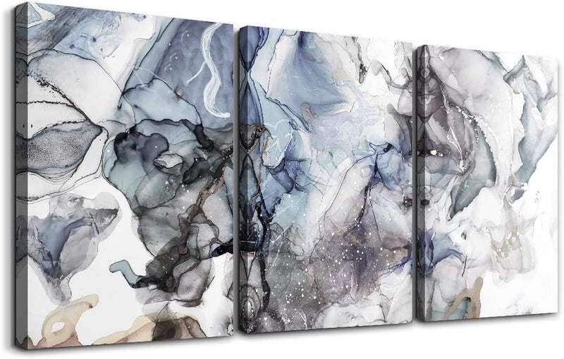 TTHYUEWS Canvas Art - 3 Piece Abstract Wall Art, 12x16 inches Each, Modern Home Decor, Kitchen, Bathroom, Living Room, Office Wall Decorations, Ink Paintings, Ready to Hang - Image 1