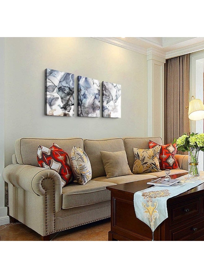 TTHYUEWS Canvas Art - 3 Piece Abstract Wall Art, 12x16 inches Each, Modern Home Decor, Kitchen, Bathroom, Living Room, Office Wall Decorations, Ink Paintings, Ready to Hang - Image 3