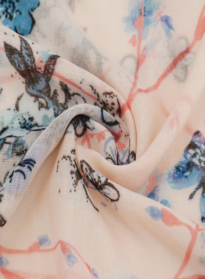 وشاح فيميت الوردي للنساء من المملكة المتحدة - وشاح رأس من الشاش الزهري، وشاح حجاب خفيف الوزن من القطن والكتان (النمط 22) - Image 2