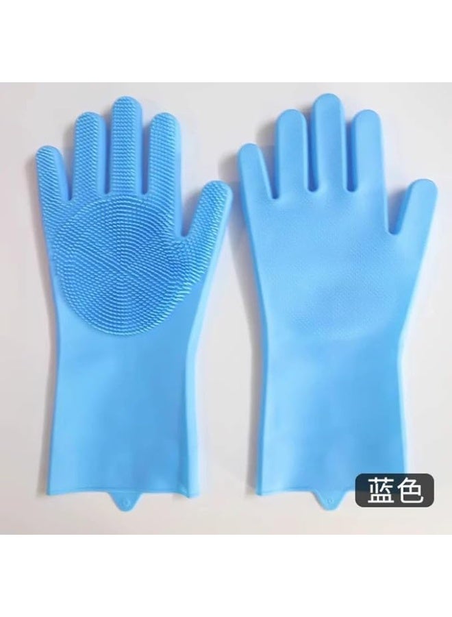Silicone gloves made of two pieces, multi-colored kitchen cleaning gloves. - Image 3