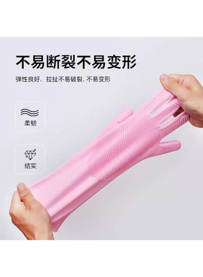 Silicone gloves made of two pieces, multi-colored kitchen cleaning gloves. - Image 2