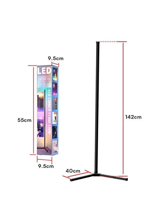 مصباح أرضي ذكي لزاوية الغرفة بنظام RGB RGB، إضاءة محيطة متغيرة الألوان LED مع تطبيق وتحكم عن بعد، إضاءة مزاجية مع مؤقت ومزامنة مع الموسيقى لغرفة المعيشة وغرفة النوم - Image 5