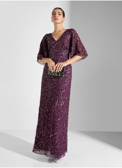 Maya Angel Sleeve All Over Embellished Maxi Dress  - Image 4