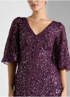 Maya Angel Sleeve All Over Embellished Maxi Dress  - Image 3