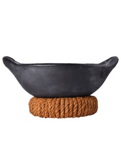Frills & Colours Frills Colours Earthen Cookware for KitchenClay Pot for Cooking and ServingKadhaiBlack1 LTR  - Image 1