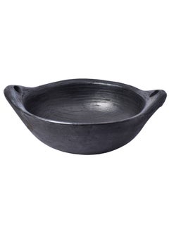 Frills & Colours Frills Colours Earthen Cookware for KitchenClay Pot for Cooking and ServingKadhaiBlack1 LTR  - Image 2