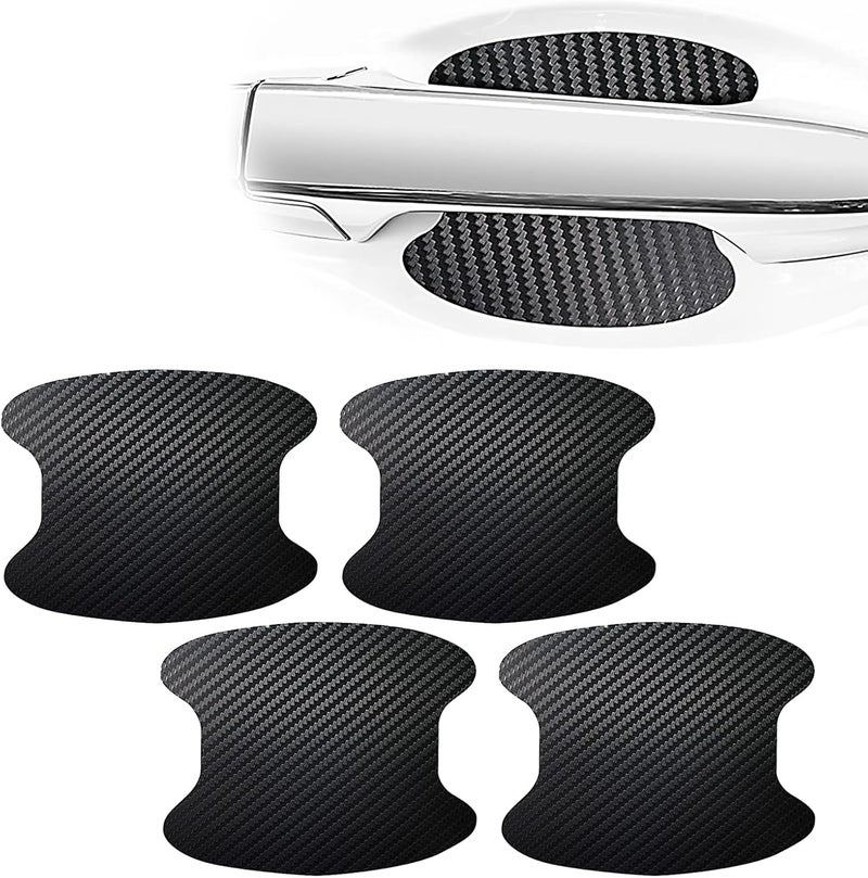 gunhunt 4 قطع واقيات خدش مقابض أبواب السيارات، غطاء مقبض من ألياف الكربون ملصقات مضادة للخدش، كؤوس مقبض الباب فيلم واقي ملصق وعاء (أسود) - Image 1