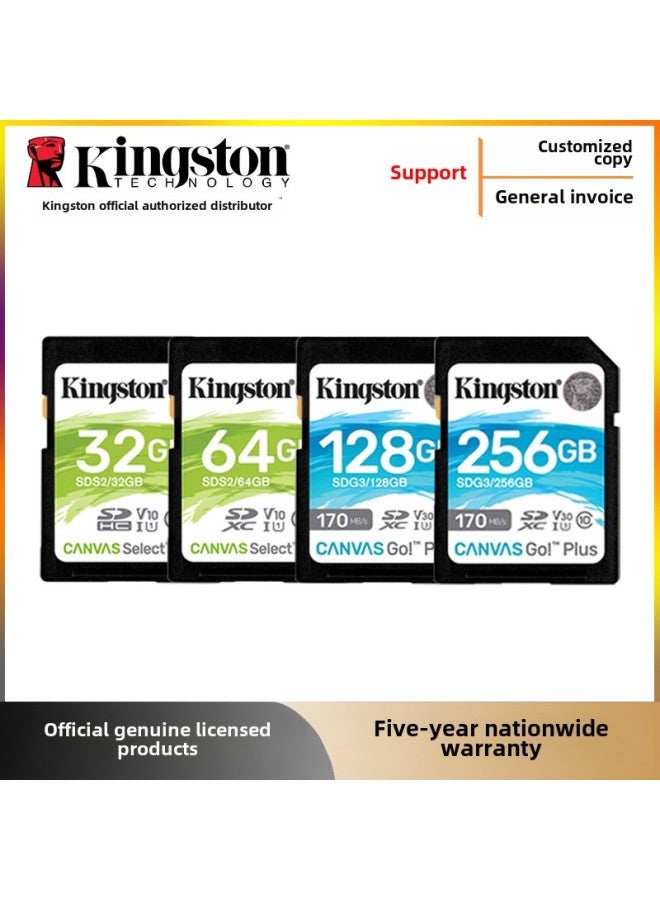 Kingston SD Big Card SLR Camera 32G 64G 128G 256G 512g High Speed U3 Camera Memory Card-Color:SD100M Green-Capacity:64GB - Image 1