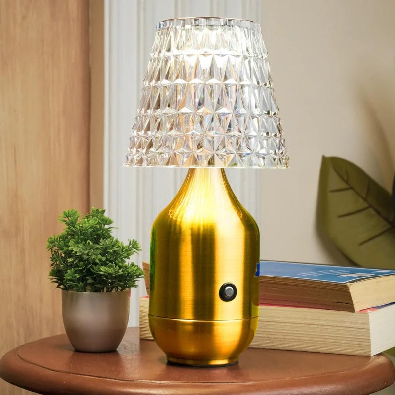 Chronos Valentina Cordless LED Table Lamp Gold USB Rechargeable Portable Touch Control Dimmable 3 Light Color Tunable Table Lamp for Hotel Cafe Restaurant or Home for Bedside Center or Dining - Image 1