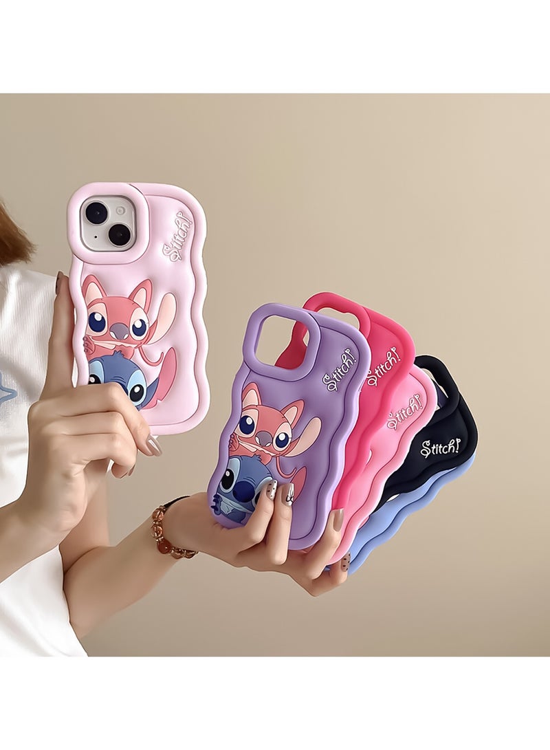 Lilo and Stitch Cartoon 3D Wavy Soft Silicone Phone Case for Oppo Reno 10 5G/Reno 10 Pro 5G (Pink) - Image 4