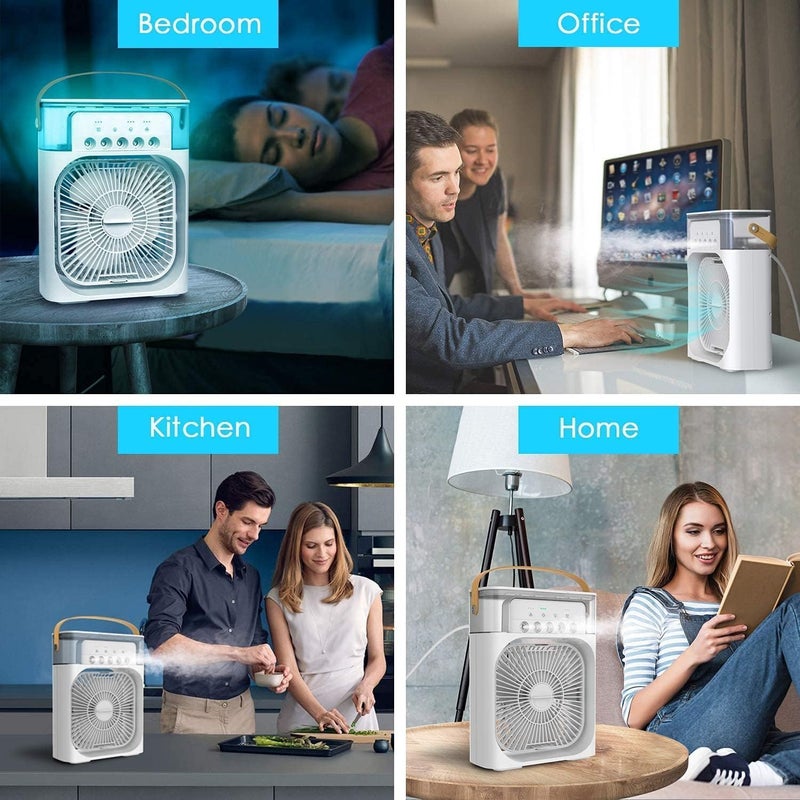 ONERIOUS Mini Cooler for Room Cooling Mini AC Portable Mini Fan Artic Cooler with 7 Colors LED Light 123 H Timer 3 Wind Speeds and 3 Spray Modes for OfficeHomeDorm MINI COOLER AC FAN 1208 - Image 4
