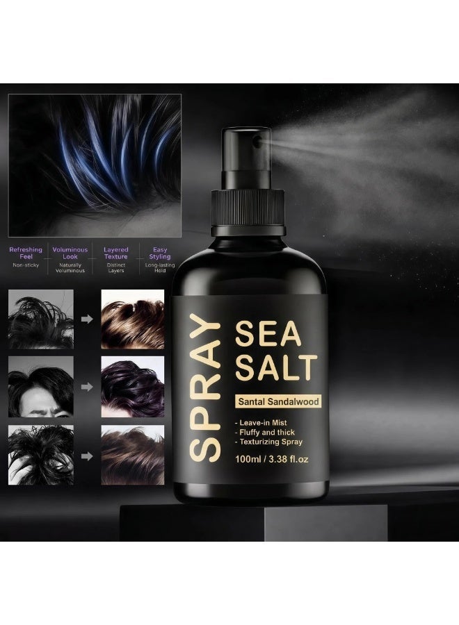 Sea Salt Spray for Hair - Texturizing Leave-in Mist with Keratin, Volumizing & Thickening Spray for Fluffy Beach Waves - Sandalwood Scent 100ml - Image 1