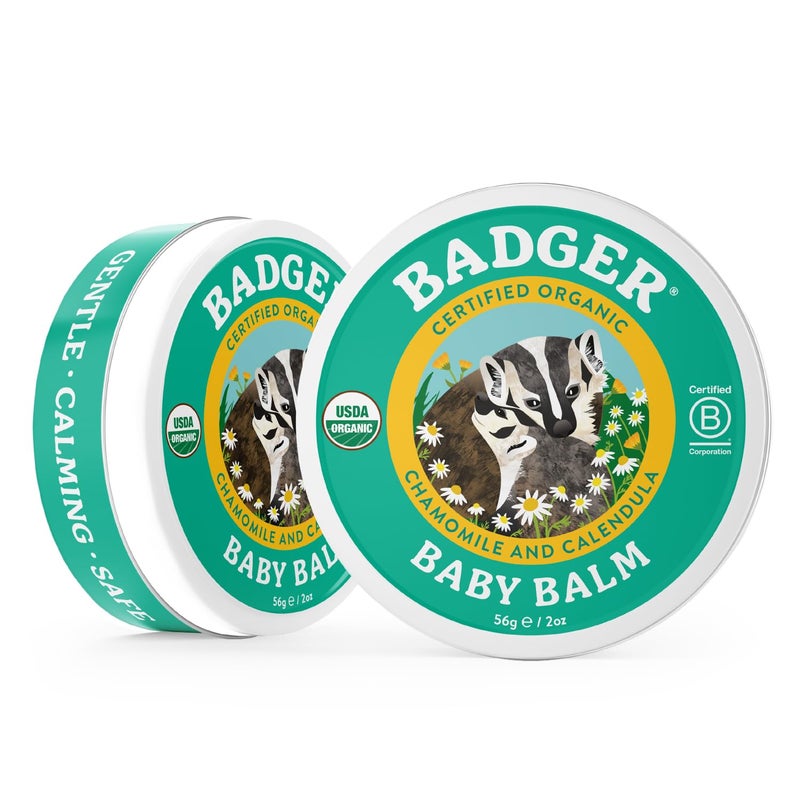 Badger Baby Balm w Chamomile Calendula, All Organic Baby Moisturizer for Cradle Cap Diaper Rash, Soothing Nourishing Gentle Baby Skin Care, Concentrated Baby Lotion for Newborn to Toddler, 2 oz - Image 4