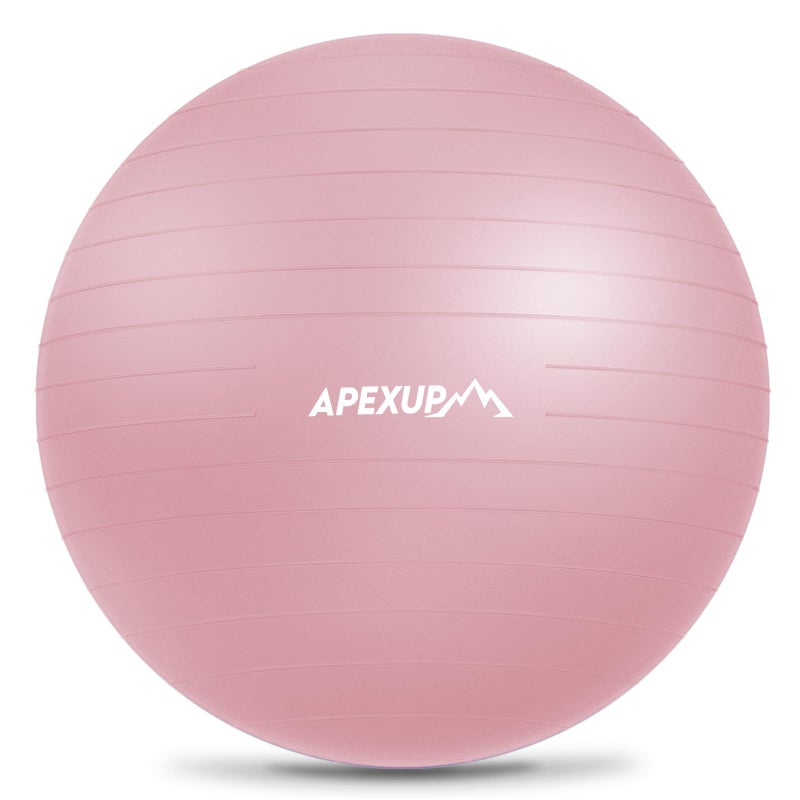 APEXUP Yoga Ball Exercise Ball Anti Slip Heavy Duty for Fitness, Balance & Core Workout (M (19"~22) 55cm, Pink) - Image 1