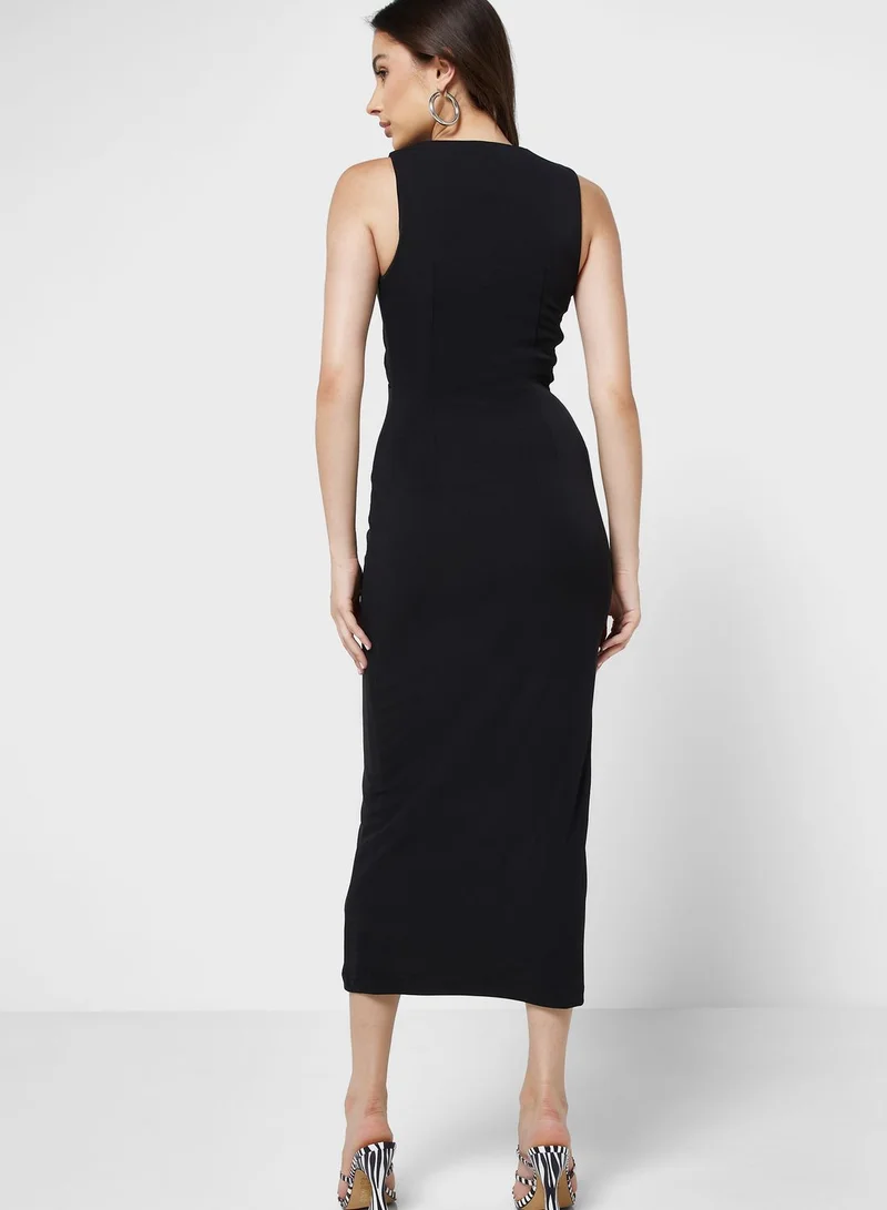Finders Keepers Plunge Neck Cut Out Detail Dress