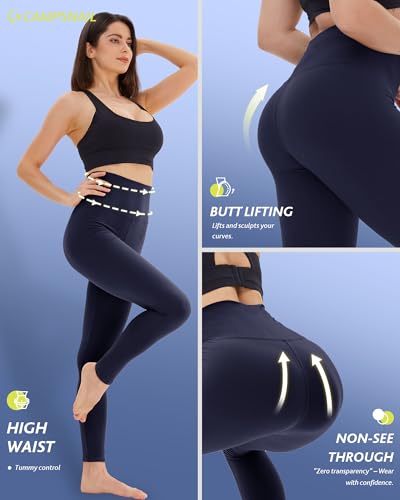 CAMPSNAIL 4 Pack Leggings for Women - High Waisted Tummy Control Yoga Pants for Workout Gym Black Leggings Plus Size Dance - Image 4