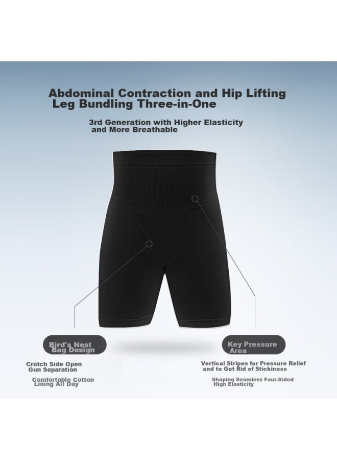 Livex High-waisted Slimming Tummy Control Underwear For Men, Beer Belly Reduction, Athletic Waist Shaping, Leg Slimming, Tight-fitting, Plus Size, Body Concealing Miracle Pants