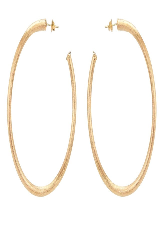 Sheila Fajl Everybody's Favorite Large 2.5 Inch Tubular Lightweight Hoop Earrings in Brush Champagne. 18k Gold and 18k Rose Gold Metal Plated - Image 3