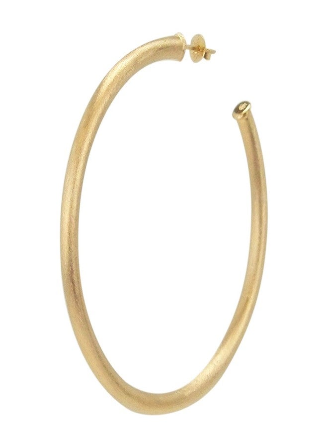 Sheila Fajl Everybody's Favorite Large 2.5 Inch Tubular Lightweight Hoop Earrings in Brush Champagne. 18k Gold and 18k Rose Gold Metal Plated - Image 2