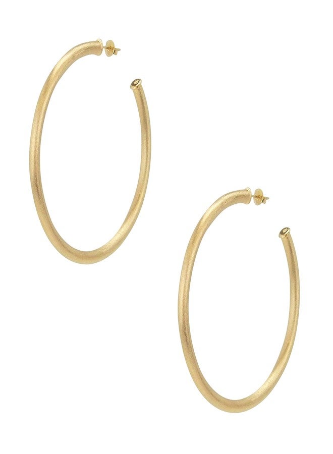 Sheila Fajl Everybody's Favorite Large 2.5 Inch Tubular Lightweight Hoop Earrings in Brush Champagne. 18k Gold and 18k Rose Gold Metal Plated - Image 1