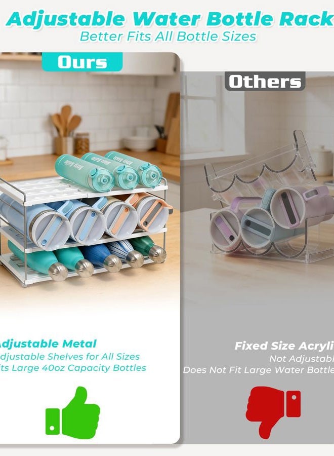 Cirhy 3-Tier Expandable Water Bottle Organizer for Cabinet, Adjustable Bottle Storage Rack for Tumbler, Travel Mug & Cup, Kitchen Pantry Organization Holder Compatible with Stanley Cups - Image 3