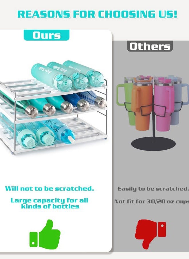 Cirhy 3-Tier Expandable Water Bottle Organizer for Cabinet, Adjustable Bottle Storage Rack for Tumbler, Travel Mug & Cup, Kitchen Pantry Organization Holder Compatible with Stanley Cups - Image 4