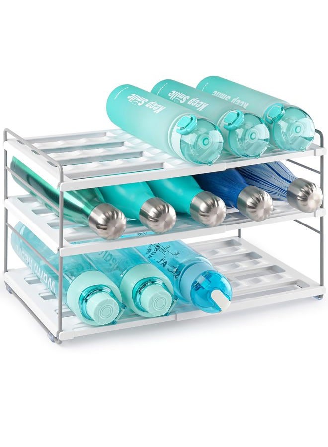 Cirhy 3-Tier Expandable Water Bottle Organizer for Cabinet, Adjustable Bottle Storage Rack for Tumbler, Travel Mug & Cup, Kitchen Pantry Organization Holder Compatible with Stanley Cups - Image 1