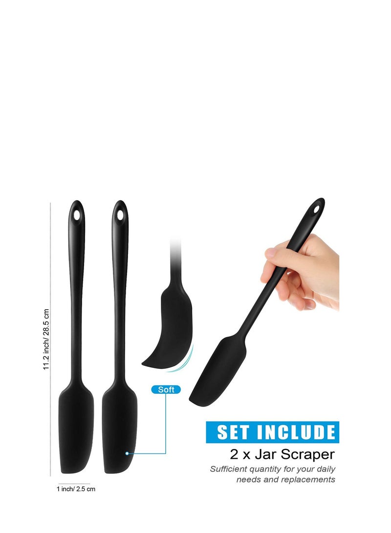 Y&D Silicone Spatula, Long Handle Jar Spatula Non-Stick Rubber Scraper Heat Resistant Jam Cake Cream Blenders Cooking Baking Stirring Mixing Tools (2, Black) - Image 5