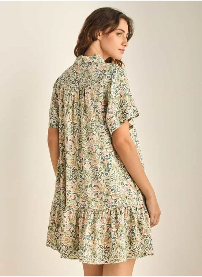 FAV Set of 2 - Assorted Short Sleeves Night Dress with Flounce Hem